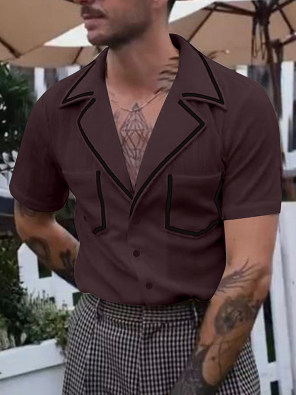 Mens Casual Colorblock Short Sleeve Shirt SKUK99047