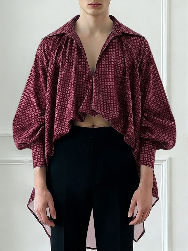 Men's Loose Fit Cropped Long Sleeve Shirt SKUL51987