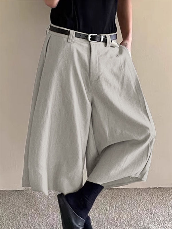 Mens Solid Color Loose Wide-Leg Casual Pant SKUL17898