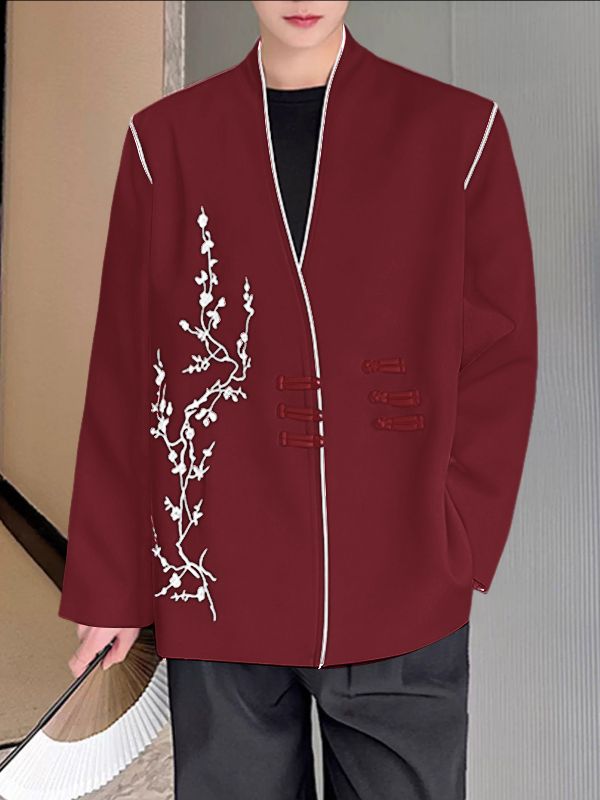 Men's New Chinese Style Frog Button Long Sleeve Cardigan SKUL37172