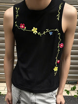 Men's Floral Embroidered Casual Tank SKUL20218