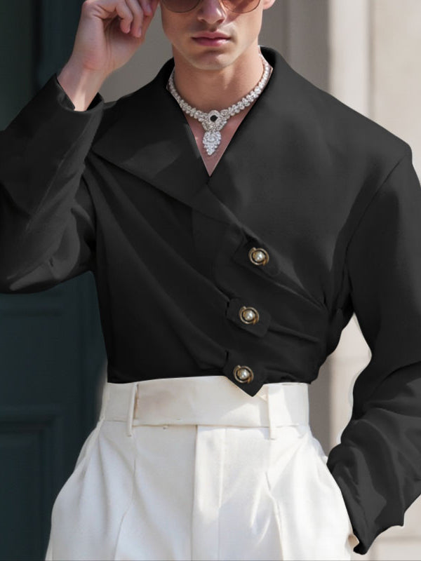 Mens Solid Color Casual Long Sleeve Blazer SKUL23960