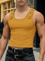 Men's Studded Strap Textured Cropped Tank SKUL57683