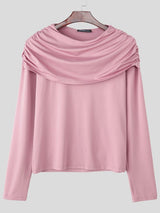 Men's Ruched Cape Style Faux Two Piece Knit T-shirt SKUL43924