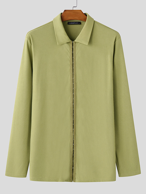 Mens Textured Knit Long Sleeve Shirt SKUL03021