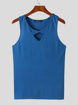 Mens Cutout Solid Knit Sleeveless Vest SKUK49439