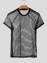 Mens Glitter Sheer Mesh Short Sleeve T-Shirt SKUL04233