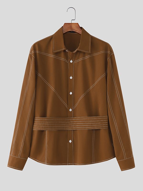 Men's Contrast Stitch Long Sleeve Shirt SKUL39701