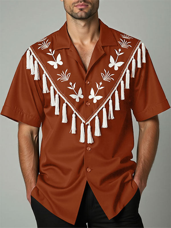 Mens Fringe Panel Short Sleeve Shirt SKUL07803