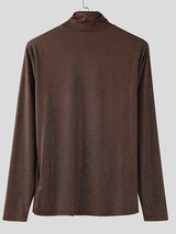 Men's Shiny Solid Color Long Sleeve T-Shirt SKUL37687