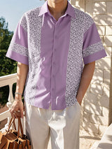 Men's Mesh Patchwork Short Sleeve Shirt SKUL35059