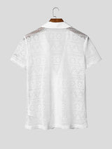 Men's Sheer Lace Mesh Short Sleeve Shirt SKUL57736