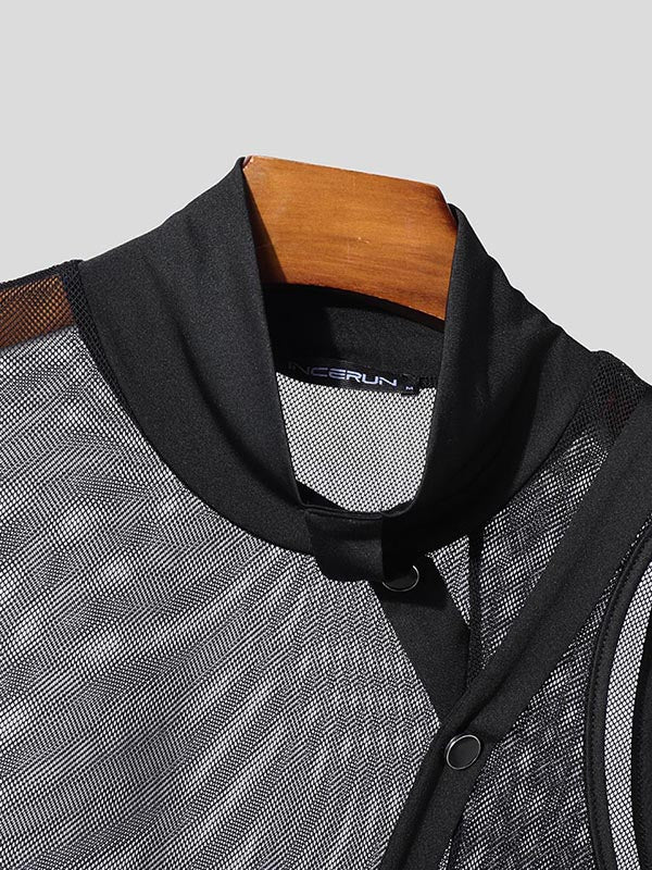 Mens Sheer Mesh Panel Sleeveless Tank SKUL06340