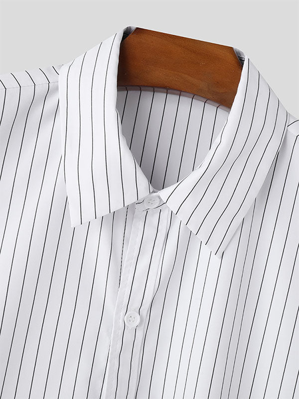 Mens Striped Cropped Short Sleeve Shirt SKUL07800