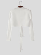 Men's Solid Color Padded Shoulder Cropped Long Sleeve Jacket SKUL41419