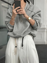 Men's Solid Knit Loose Versatile Long Sleeve Sweatshirt SKUL33889