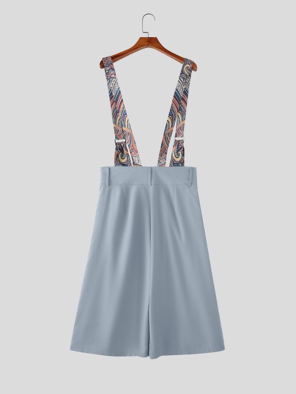Men's Vintage British Suspenders High Waist Pleated Wide-Leg Palazzo Overall SKUL63021