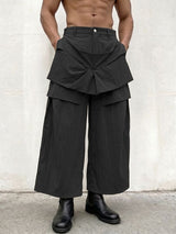 Men's Avant-Garde Deconstructed Tiered Pleated Oversized Baggy Wide Leg Pant SKUL65949