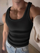 Men's Solid Color Fleece Casual Tank SKUL25756
