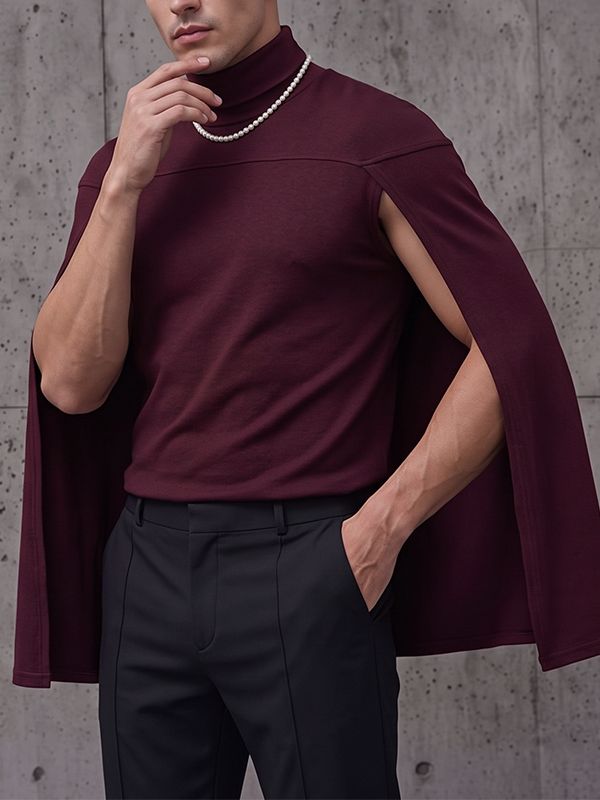 Men's Modern Gothic Stage Performance Split Cloak SKUL83984