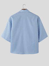 Mens Casual Striped Half Sleeve Shirt SKUL02261