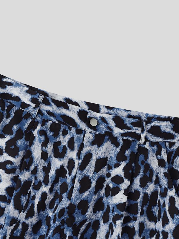 Men's Avant-Garde Leopard Pattern Clean Waistline Short SKUL63150
