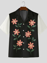 Men's Floral Print Colorblock Short Sleeve Shirt SKUL26121