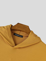 Men's High Street Casual Ribbed Drop Shoulder Hooded Half Sleeve T-shirt SKUL74691