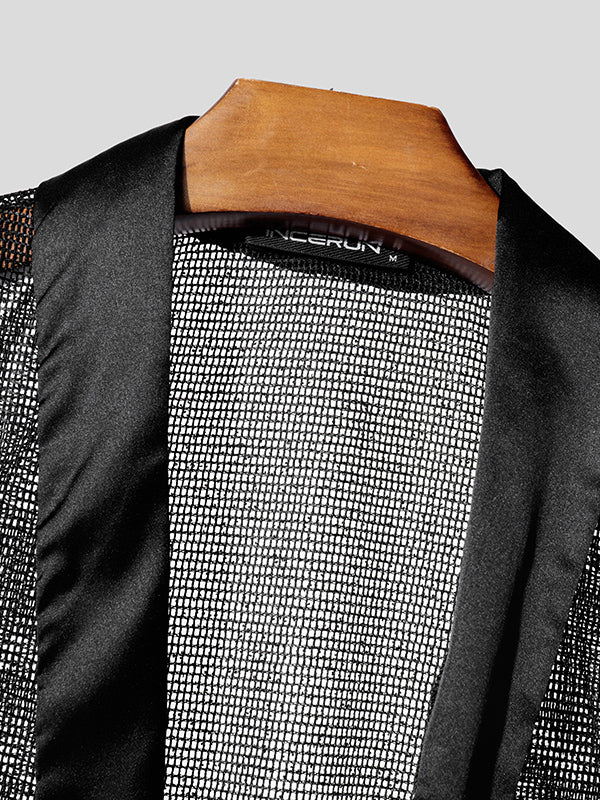 Mens Sheer Mesh Panel Satin Tank SKUL04245