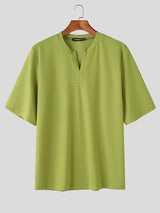 Mens Solid Color Versatile Short-Sleeve T-Shirt SKUL11437