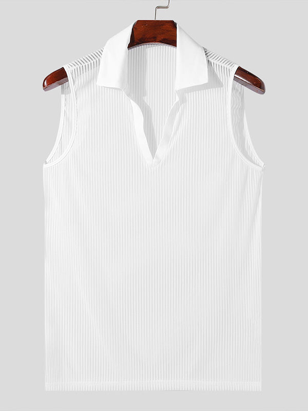 Mens Mesh See Through Notched Neck Vest SKUK54842