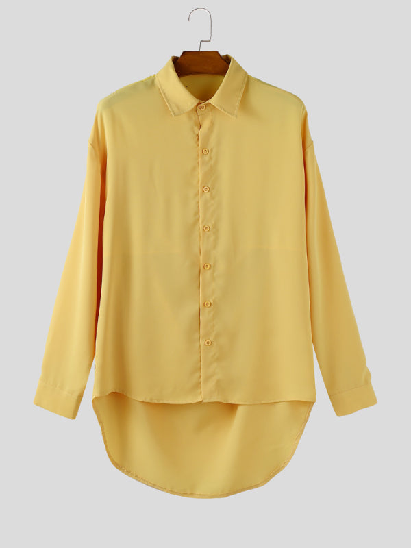 Men's Back Sheer Mesh Patchwork Long Sleeve Shirt SKUL27369