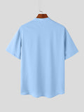 Mens Solid Stand Collar Short Sleeve Shirt SKUK63638