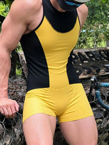 Men's Color Block Slim Sleeveless Bodysuit SKUL37279