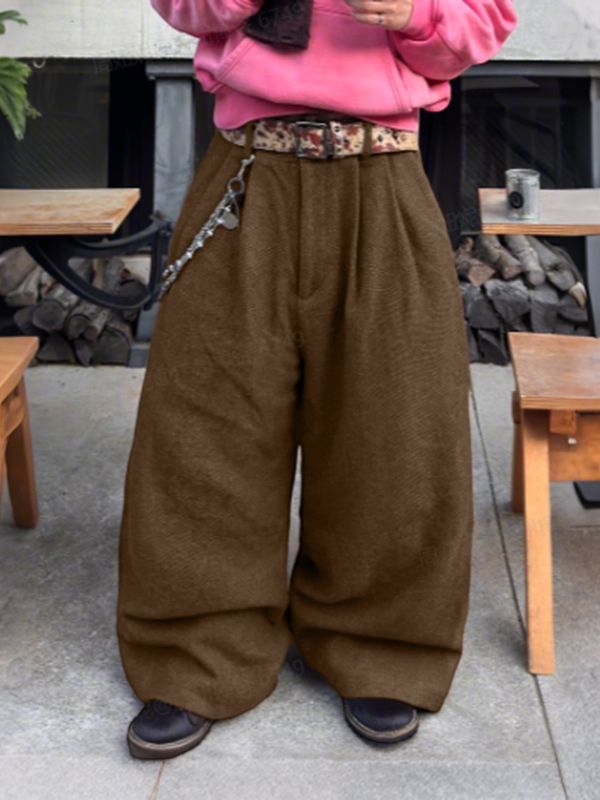 Men's Solid Color Textured Loose Casual Pant SKUL30579