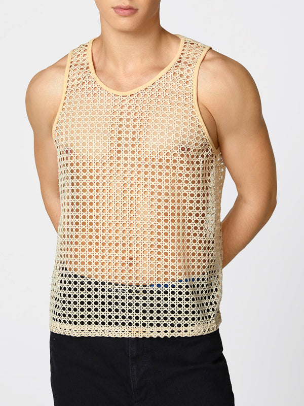 Mens Beach Style Mesh Sleeveless Tank SKUK67988