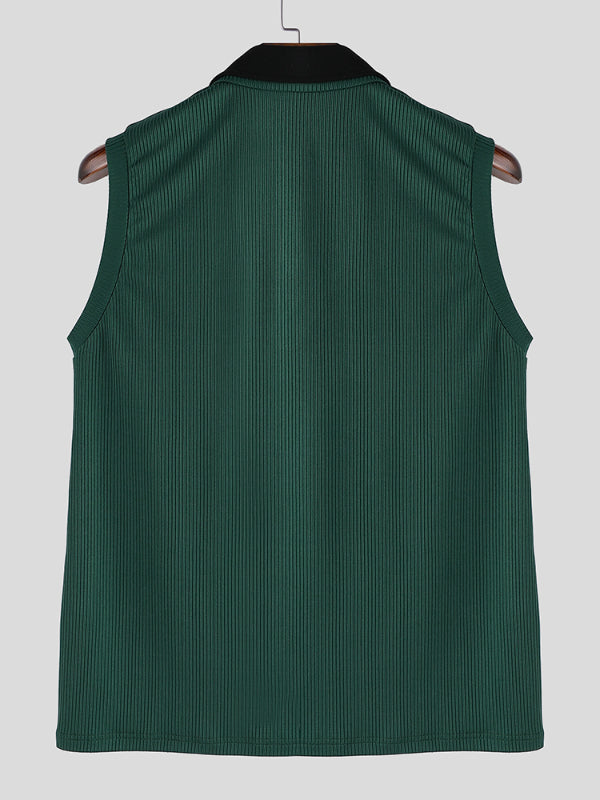 Men's Fake Two Piece Colorblock Knit Tank SKUL20882