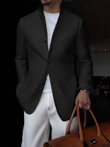 Men's Solid Color Textured Long Sleeve Blazer SKUL35251