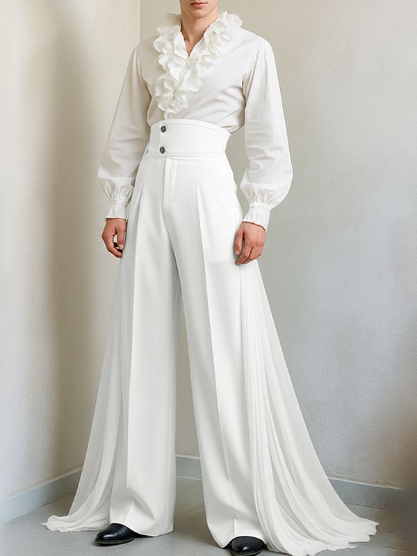 Men's Chiffon Patchwork Pleated Casual Pant SKUL37701