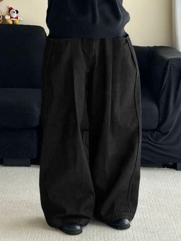 Men's Solid Color Textured Wide Leg Pant SKUL35282