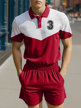 Mens Digital Print Color Block Two Pieces Outfit SKUL20296