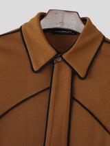 Men's Tie Patchwork Colorblock Texture Long Sleeve Shirt SKUL29721