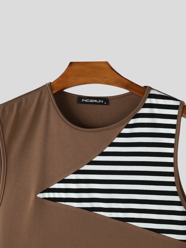 Men's Striped Patchwork Casual Tank SKUL58538