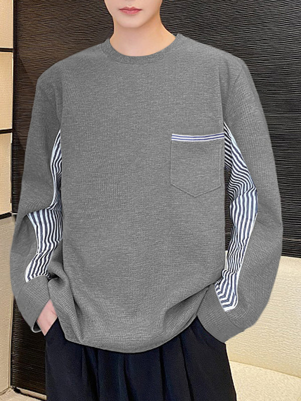 Mens Striped Color-Block Long Sleeve Hoodie SKUK72646