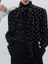 Mens Polka Dot Print Bow Long Sleeve Shirt SKUL01344