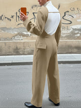 Men's Back Cutout Design Long Sleeve Jumpsuit SKUL43629