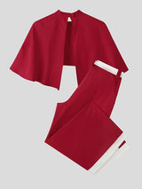 Men's Deconstructed Color Block Cropped Casual Two Pieces Outfit SKUL36533