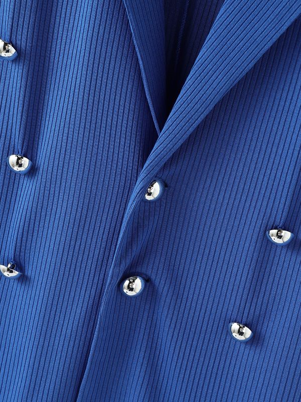 Men's Epaulet Patchwork Knitted Double Breasted Slim Fit Blazer SKUL39881