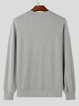 Mens Solid Color Deep V-Neck Long-Sleeve Sweater SKUK78592