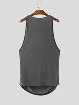 Mens Solid Color Draped Neck Casual Tank SKUL13653